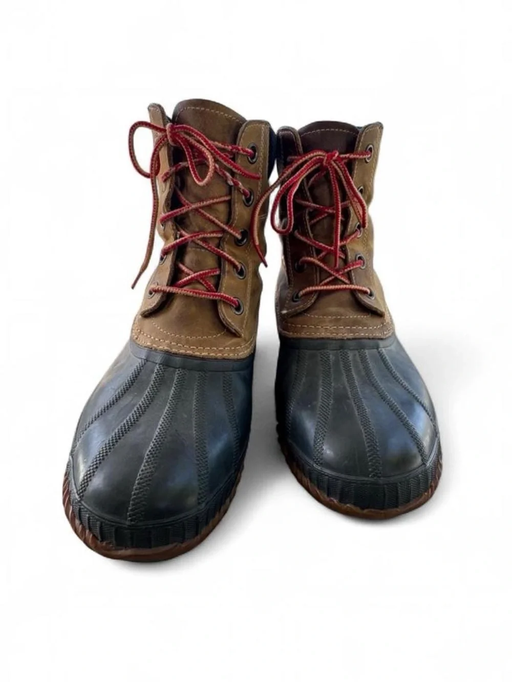 Sorel Brown Black Waterproof Duck Boots Men's Size 10 Red Laces Winter Snow Boot